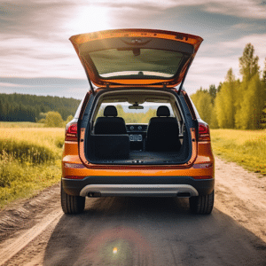 Driving SUV with Open Hatch