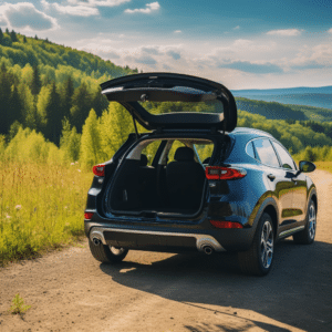 Driving SUV with Open Hatch