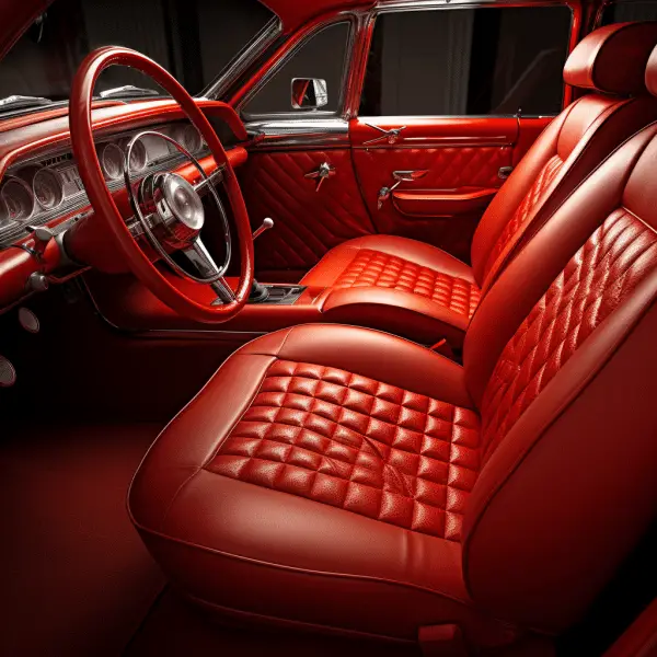 Red leather car interior