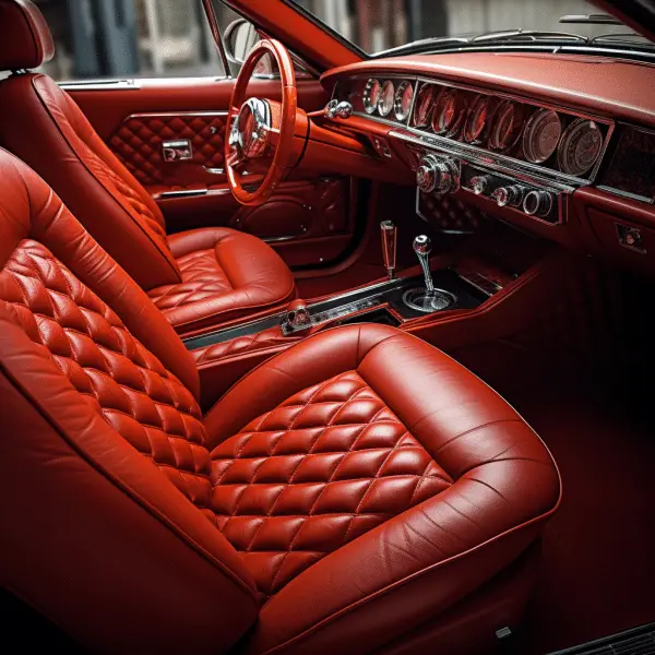 Red leather car interior